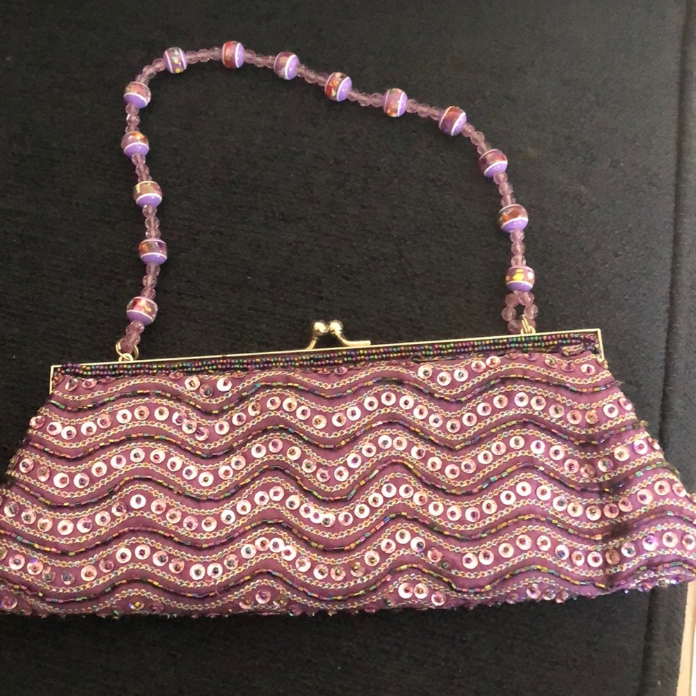 Lavender Sequin and Bead Evening Bag